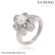 13511 rhodium farbe schmuck ring, neueste perle ring design, nachahmung perle ring